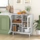 Kitchen sideboard with glass holder, white finish, featuring ample storage and modern design for dining or living room.