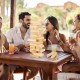 54 pieces tumbling timber toy made of natural pine wood, perfect for parties and gatherings with friends.