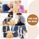 Tumbling timber toy set with 54 wooden blocks and carrying bag, perfect for family fun and developing coordination.