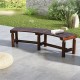 Curved patio bench made of fir and pine wood, featuring a slatted seat, perfect for round tables in outdoor settings.