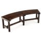 Curved patio bench made of fir and pine wood, featuring a slatted seat for two, ideal for outdoor round tables.