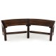 Curved patio bench made of fir and pine wood, featuring a slatted seat for two, perfect for outdoor round tables.