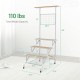 4-tier hanging plant stand with a sturdy metal frame, featuring a hanging bar and 360° swiveling wheels for easy.