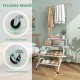 4-tier hanging plant stand with hanging bar, featuring 360° swiveling wheels for easy mobility and a sturdy metal frame.