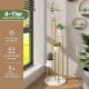 4-tier indoor metal plant stand with golden frame and white shelves, perfect for corner decoration and plant display.