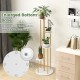 Indoor metal plant stand with golden frame, featuring 5 tiers for potted plants, ideal for small corner spaces.
