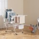 2-level laundry drying rack with adjustable wings, featuring sturdy metal tubes and practical sock clips for efficient.