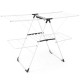 2-level laundry drying rack with height adjustable wings, sturdy metal construction, ideal for indoor or outdoor drying.