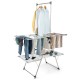 Large foldable clothes drying rack with practical sock clips and shoe hook, designed for efficient indoor and outdoor.