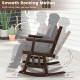 Patio rocking bench showcasing smooth rocking motion, sturdy carbonized wood frame, and ergonomic seat for two-person.