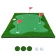 Golf putting green with realistic artificial grass, featuring 3 holes, flags, and non-slip backing for indoor/outdoor.