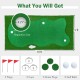 Golf putting green with realistic artificial grass turf, 10ft x 5ft, includes 3 cups, flags, and grass plugs for.