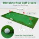 Golf putting green with realistic artificial grass, featuring three holes, flags, and non-slip backing for indoor or.