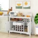 Buffet sideboard cabinet in white with removable wine rack, open shelf, and side cabinets for versatile kitchen storage.