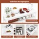 Buffet sideboard cabinet in white with open shelf, two side cabinets, and pull-out drawer for versatile storage.