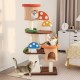 Multicolor 4-in-1 cat tree with two condos, platforms, and sisal posts for indoor play and rest.