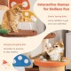 Multicolor 4-in-1 cat tree with condos and platforms, featuring elastic spring balls and a hanging dangling ball for.