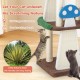 Multicolor 4-in-1 cat tree with sisal posts, two condos, and platforms for indoor play and rest.