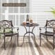 24-inch round cast aluminum patio dining table with elegant patterns and 2-inch umbrella hole, perfect for outdoor use.