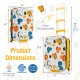 Kids rolling luggage with dinosaur patterns, 20-inch hardshell suitcase, foldable design, and adjustable telescoping.