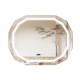 Octagonal anti-fog bathroom mirror with 3 color LED lights and digital time display for convenient grooming tasks.