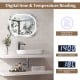 Anti-fog bathroom mirror with digital time display, 3 LED light modes, and shatter-proof design for safe grooming.
