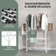 Foldable aluminum laundry rack with hanging rods and drying shelves, featuring a stable triangular frame for easy.