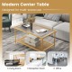 2-tier coffee table with tempered glass top in golden finish, ideal for living room, reception, or office use.