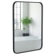 Rectangle wall-mounted mirror with a matte black frame, ideal for bathrooms and living spaces, 24 x 32 inches.