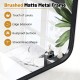 Brushed matte metal frame of a 24 x 32 inch wall-mounted mirror, adding elegance and safety to any space.