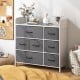 Fabric dresser with 7 drawers in white, featuring a spacious MDF top and durable all-metal construction for bedroom.