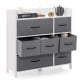 Fabric dresser in white with 7 drawers, featuring a spacious top and durable metal construction for bedroom.