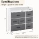 Fabric dresser with 7 drawers in white, featuring durable construction and spacious top for bedroom organization.