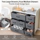 Fabric dresser with 7 drawers in white, featuring two large and four medium drawers for ample bedroom storage.