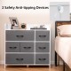 Fabric dresser with 7 drawers in white, featuring durable metal construction and safety anti-tipping devices for.