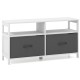 Fabric chest of drawers in white with 2 foldable drawers and 2 open shelves, ideal for TV storage and home organization.