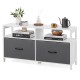Fabric chest of drawers in white with 2 fabric drawers and 2 open shelves, ideal for living room or bedroom storage.