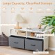 Fabric chest of drawers in white featuring 2 large drawers and 2 open shelves, perfect for versatile storage solutions.