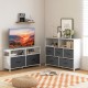 Fabric chest of drawers in white with 2 drawers and 2 open shelves, ideal for living rooms or bedrooms.