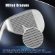Close-up of the milled grooves on the 56-degree golf sand wedge for enhanced ball control and stopping power.