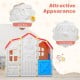 Cottage kids playhouse with openable windows, working door, red roof, and cute patterns for imaginative play indoors.