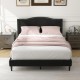 Queen size upholstered bed frame showcasing a stylish nailhead trim headboard, ideal for modern bedrooms with cozy.