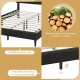 Queen size upholstered bed frame featuring a nailhead trim headboard, 4 support legs, and adjustable foot pads for.