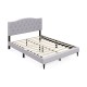 Queen size upholstered platform bed with button tufted headboard, featuring durable linen fabric and sturdy slats for.