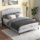 Queen size upholstered platform bed showcasing a stylish button tufted headboard and cozy bedding for enhanced comfort.