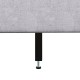 Close-up of the adjustable leg of a queen size upholstered platform bed with a button tufted headboard for stability.