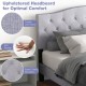 Queen size upholstered platform bed with button tufted headboard in durable linen fabric for optimal comfort and style.