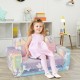 Colorful 2-in-1 flip-out kids sofa chair with flannel fabric, ideal for playrooms and bedrooms, featuring glowing.
