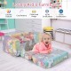 Colorful 2-in-1 flip out kids sofa chair with flannel cover, ideal for playrooms and bedrooms, featuring cute patterns.