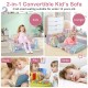 Convertible 2-in-1 kids sofa chair in colorful flannel fabric, perfect for lounging, reading, or playing in any room.
